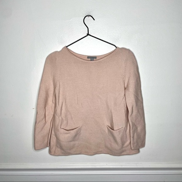 COS Light Pink Cream 100% Wool Front Pocket Structured Sweater Womens XS - Picture 1 of 8